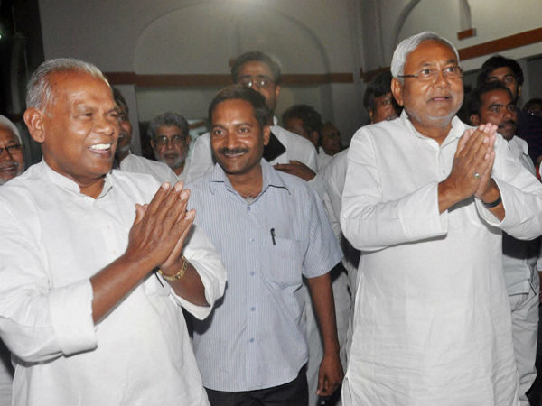 Nitish Kumar with Jitan Ram Manjhi