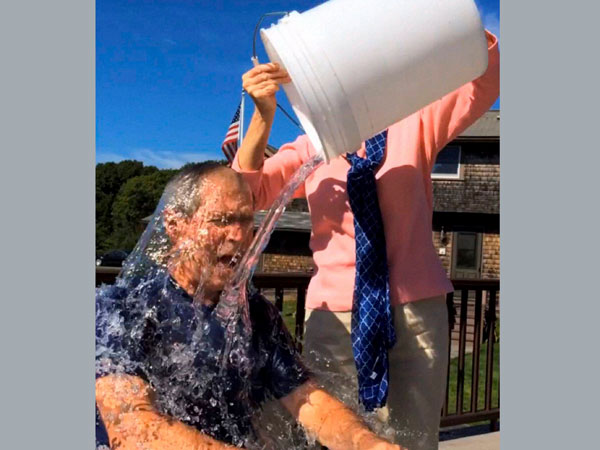 George W Bush takes ice bucket challenge