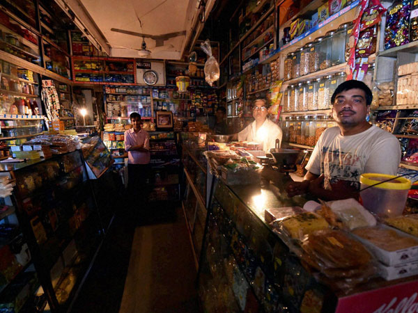 A shop in central Mumbai in darkness