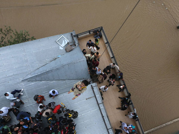 Hotel in a flooded locality in Srinagar