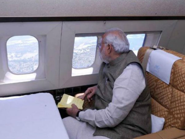 Modi taking aerial view of J&K areas.