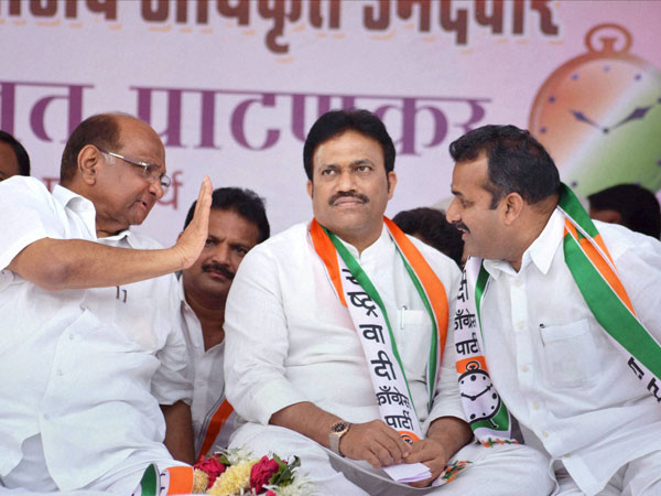 NCP chief Sharad Pawar with party candidates