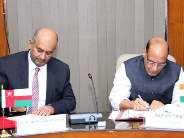 Rajnath Singh and Commerce and Ind. Min. of Oman, sign legal assistance agreement in criminal matters.