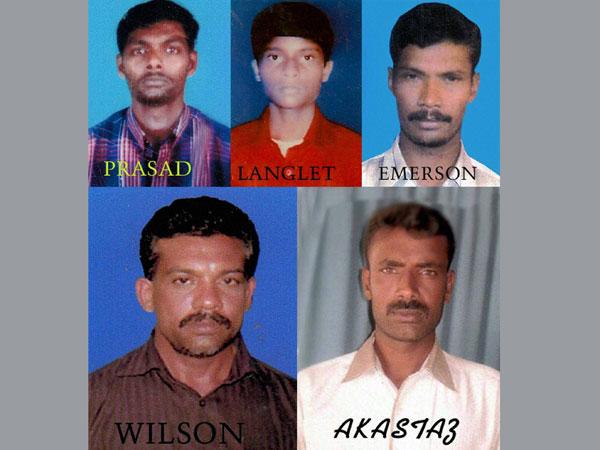 5 Indian fishermen who got death sentence.