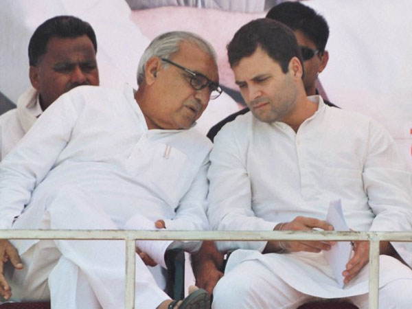 Congress Vice President Rahul Gandhi and Haryana Chief Minister
