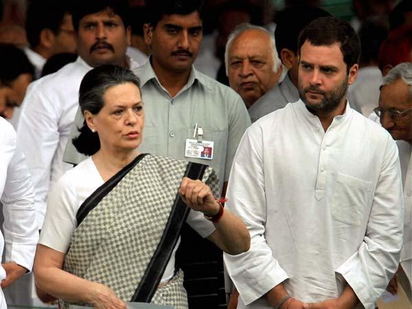 Congress president Sonia Gandhi with Rahul Gandhi