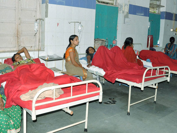 Women who underwent sterilization surgeries receive treatment at the CIMS hospital in Bilaspur in Chhattisgarh on Tuesday.