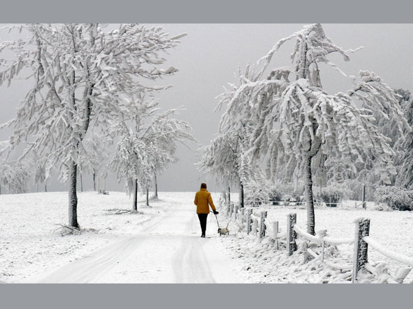 Walking through the snow
