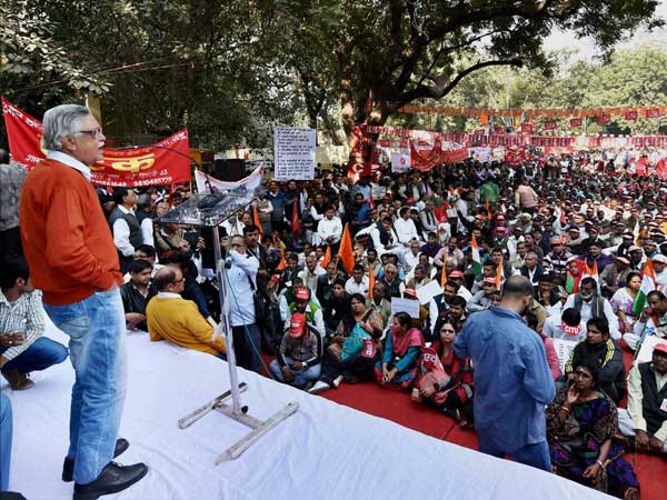 CPI leaders at a protest dharna CPI leaders at a protest dharna