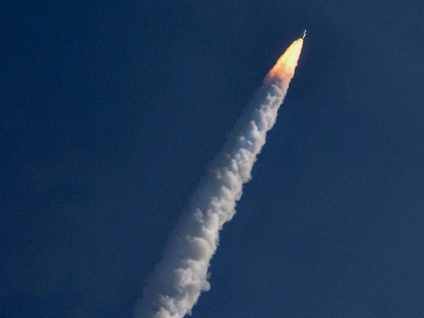 Indian Space Research Organisation's GSLV-Mark III rocket lifts off