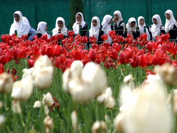 School girls at Asia's Largest Tulip Garden