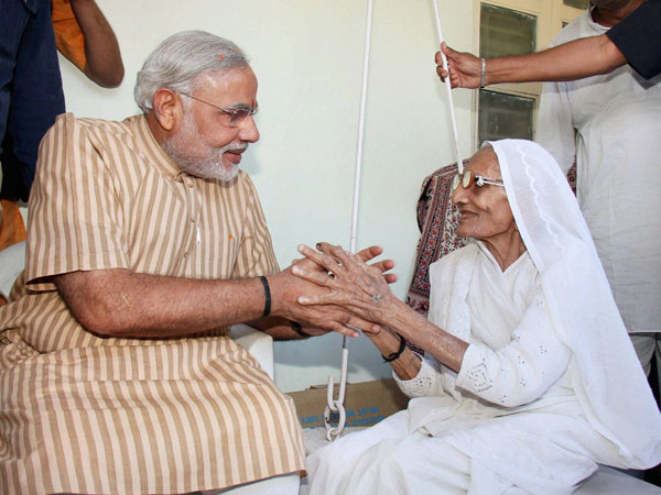 Modi with his mother Hiraba