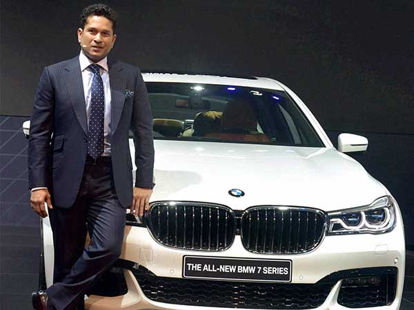Sachin Tendulkar at the launch of BMW's new car