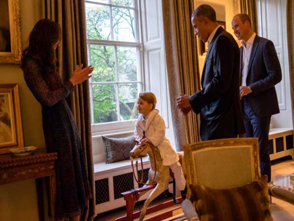 Prince George with his rocking horse Prince George with his rocking horse