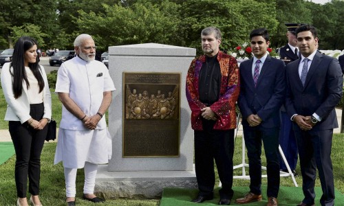 PM Modi with husband of late astronaut Kalpana Chawla