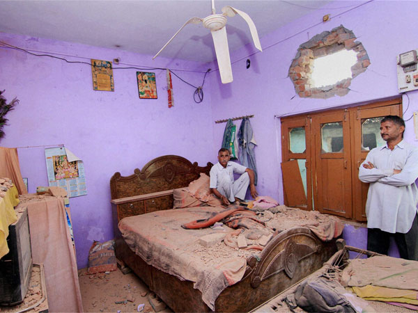A destroyed shelter