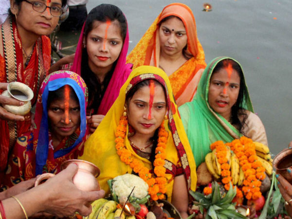 Chhath devotees in river Yamuna