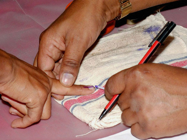 Indelible ink on right hand finger Indelible ink on right hand finger