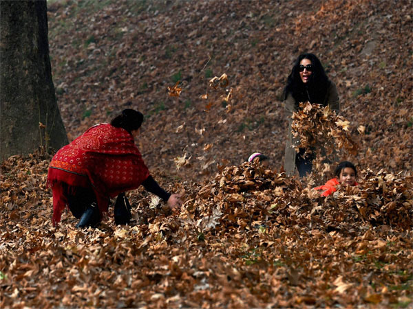 People enjoy autumn in Kashmir