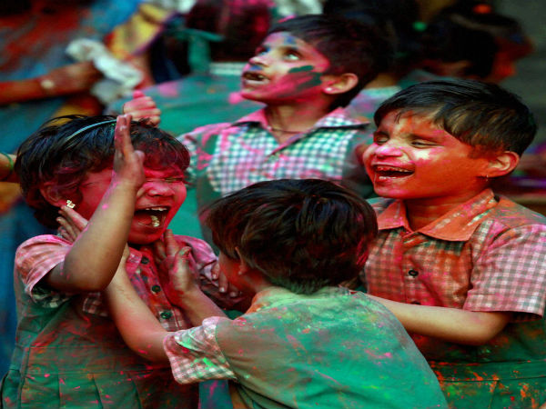 Visually disabled students celebrating Holi in Mumbai Visually disabled students celebrating Holi in Mumbai