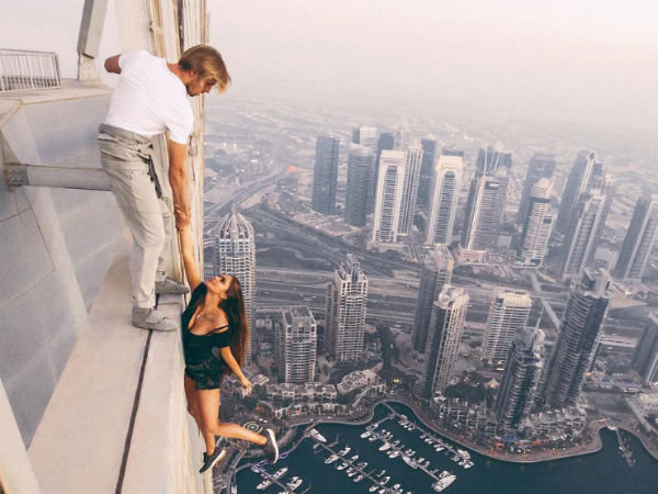 Hanging one-handed from a Dubai skyscraper: Hanging one-handed from a Dubai skyscraper:
