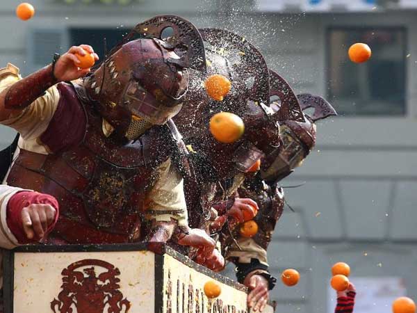 Italy's Battle of Oranges held in Ivrea