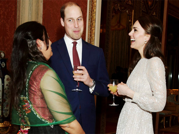 Britain's Prince William, centre and Kate, the Duchess of Cambridge, right, react, during a reception to mark the launch of the UK-India Year of Culture 2017 at Buckingham Palace, in London. Britain's Prince William, centre and Kate, the Duchess of Cambridge, right, react, during a reception to mark the launch of the UK-India Year of Culture 2017 at Buckingham Palace, in London.
