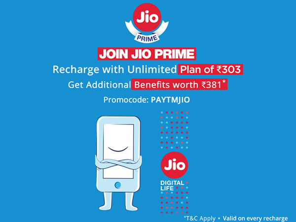 Enjoy Unstoppable, Unlimited Reliance Jio Services, Use Paytm Code Recharge Now for Rs.303 Enjoy Unstoppable, Unlimited Reliance Jio Services, Use Paytm Code Recharge Now for Rs.303