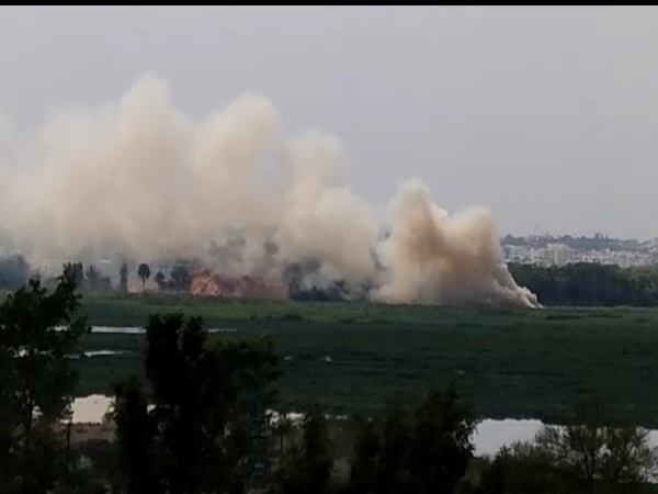 Smoke billowing from Bellandur lake