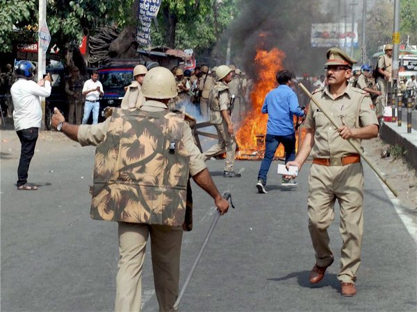 Police in action after a violence broke out during an Ambedkar Jayanti Shobhayatra in Saharanpur last month. (Image credit - PTI) Police in action after a violence broke out during an Ambedkar Jayanti Shobhayatra in Saharanpur last month. (Image credit - PTI)