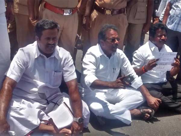 DMK MLAs stage protest outside state assembly DMK MLAs stage protest outside state assembly