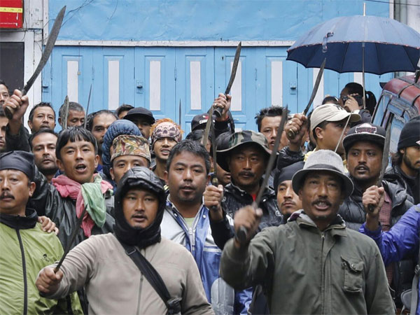 Khukuri rally in Darjeeling on Tuesday Khukuri rally in Darjeeling on Tuesday