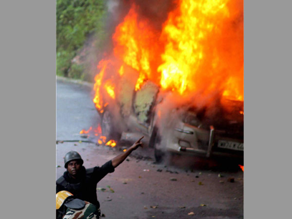 TMC office, bus ticket counter set on fire in Kalimpong, West Bengal TMC office, bus ticket counter set on fire in Kalimpong, West Bengal