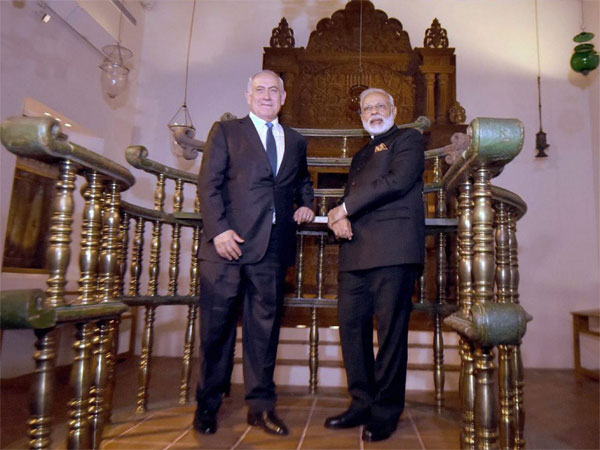 Indian Prime Minister Narendra Modi and his Israeli counterpart Benjamin Netanyahu during their visit to Israeli museum to witness an exhibition on India-Jewish Heritage, in Jerusalem Indian Prime Minister Narendra Modi and his Israeli counterpart Benjamin Netanyahu during their visit to Israeli museum to witness an exhibition on India-Jewish Heritage, in Jerusalem