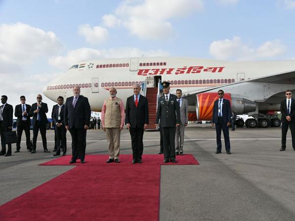 Modi shortly before departure from Tel Aviv Modi shortly before departure from Tel Aviv