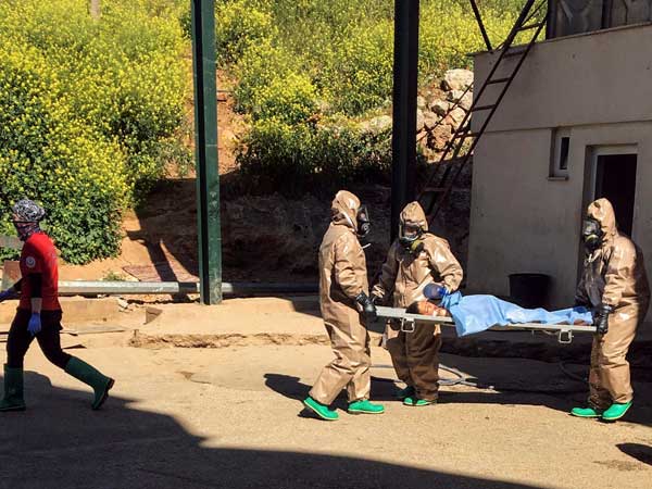 The Syrian air force on April 4 had dropped a bomb on the opposition-held town of Khan Sheikhun, releasing the deadly nerve agent that killed more than 80 people. PTI file photo The Syrian air force on April 4 had dropped a bomb on the opposition-held town of Khan Sheikhun, releasing the deadly nerve agent that killed more than 80 people. PTI file photo