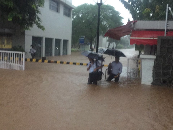 Waist deep water