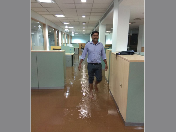 Water gushes into offices