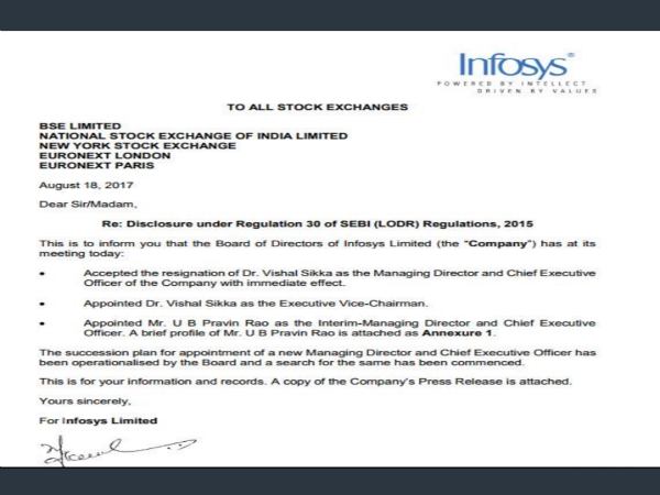 Vishal Sikka resigns as CEO of Infosys Vishal Sikka resigns as CEO of Infosys