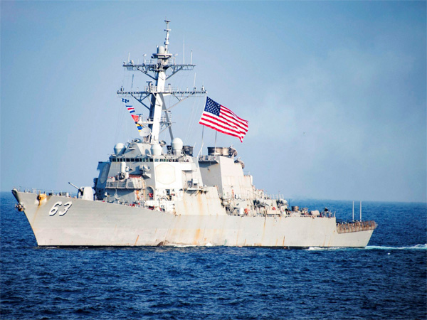 In this March 22, 2017, photo provided by U.S. Navy, U.S. Navy destroyer USS Stethem transits waters east of the Korean Peninsula during a photo exercise including the U.S. Navy and South Korean Navy during the Operation Foal Eagle. In this March 22, 2017, photo provided by U.S. Navy, U.S. Navy destroyer USS Stethem transits waters east of the Korean Peninsula during a photo exercise including the U.S. Navy and South Korean Navy during the Operation Foal Eagle.