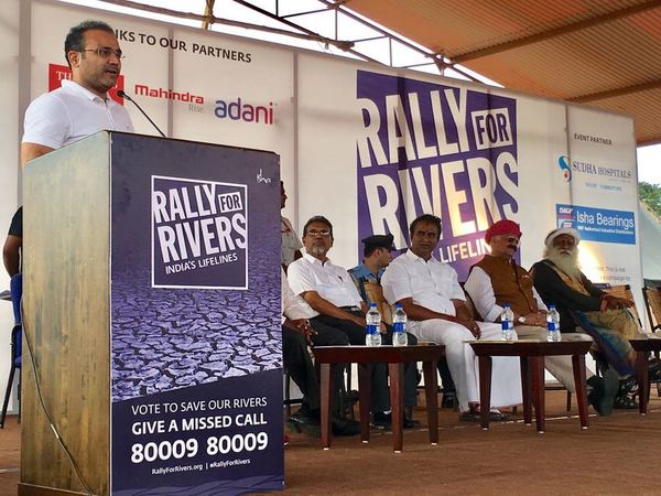 Sehwag at launch of 'Rally for River' initiative