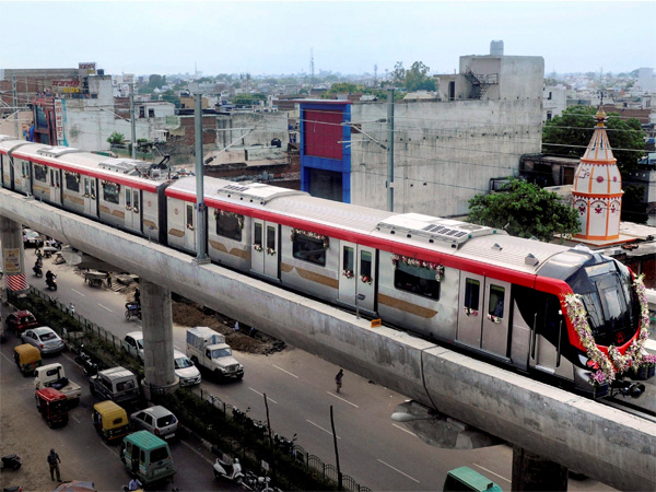 A Lucknow Metro Rail train runs on the tracks between the Charbagh railway station to the Chaudhary Charan Singh International Airport after inauguration on Tuesday. The 8.5 km stretch will be open for public from Wednesday. A Lucknow Metro Rail train runs on the tracks between the Charbagh railway station to the Chaudhary Charan Singh International Airport after inauguration on Tuesday. The 8.5 km stretch will be open for public from Wednesday.