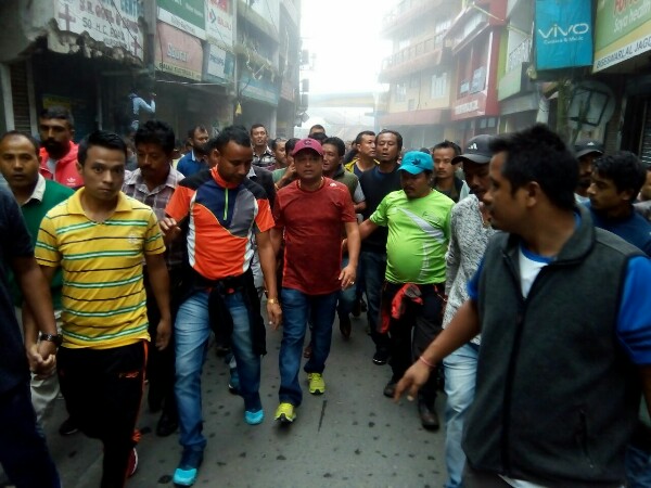 Anit Thapa leading the rally in Kurseong Anit Thapa leading the rally in Kurseong