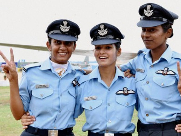 Women fighter pilots during passing put parade