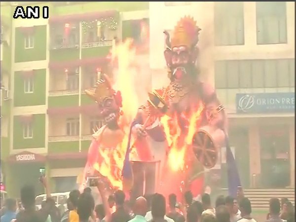 Narakasura effigy being burnt on Naraka Chaturdashi in Panaji