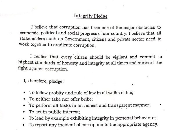 Integrity pledge