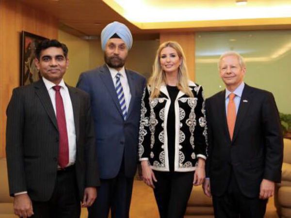 Ivanka Trump with Navtej Sarna, India's ambassador to US and US Ambassador