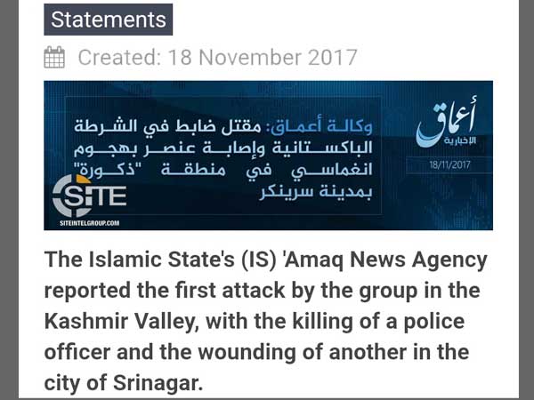 ISIS claims its first attack in the Kashmir Valley ISIS claims its first attack in the Kashmir Valley