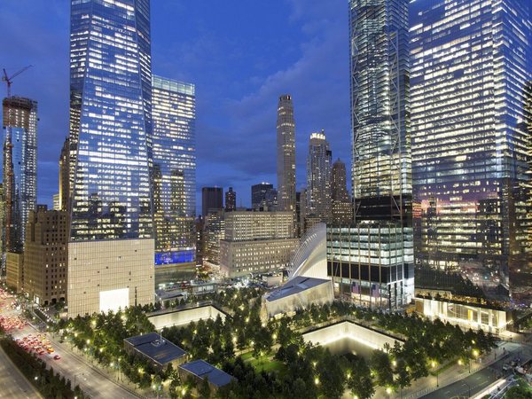 In this Friday, Sept. 8, 2017 photo, the National September 11 Memorial and Museum, bottom, is surrounded by high-rise towers in New York. The new towers are: WTC 1, second from left, WTC 7, third from left, WTC 3, second from right, and WTC 4, right. Monday will mark the sixteenth anniversary of the terrorist attacks. AP/PTI photo In this Friday, Sept. 8, 2017 photo, the National September 11 Memorial and Museum, bottom, is surrounded by high-rise towers in New York. The new towers are: WTC 1, second from left, WTC 7, third from left, WTC 3, second from right, and WTC 4, right. Monday will mark the sixteenth anniversary of the terrorist attacks. AP/PTI photo