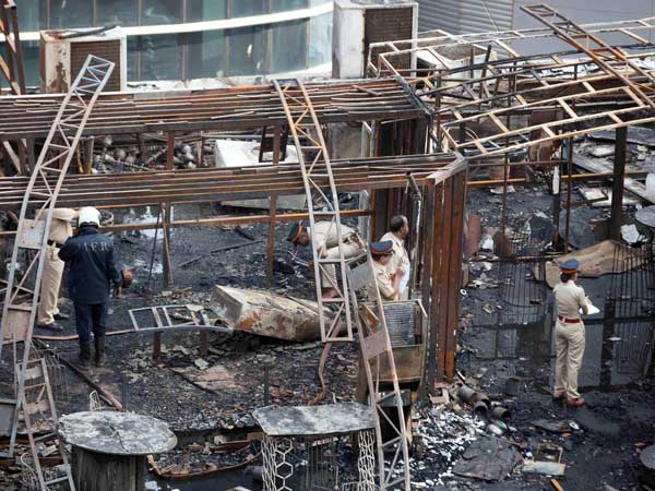 Terrace of the building where fire broke out